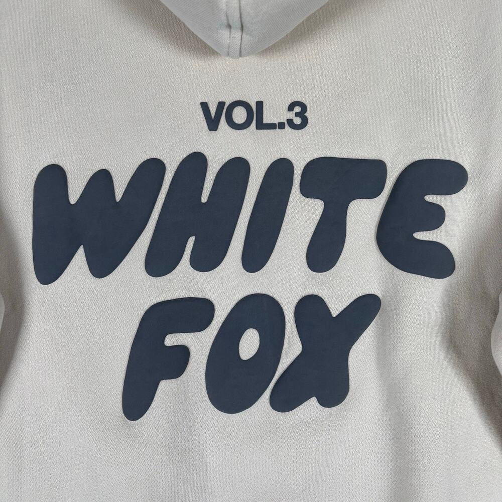 White Fox Boutique Vol 3 Oversized Cream Hoodie Women’s Size S/M Puff Print - Picture 5 of 8